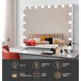 80x65cm Embellir Makeup Mirror Hollywood Vanity with LED Light White Frame MM-E-FRAME-6580LED-WH