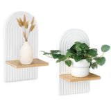 2-Pack Bohemian Style Wooden Wall Shelves with Expander Bolts, White, Compatible with Living Rooms V1188-MS-325-1218