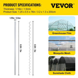 VEVOR Spring Wire and Lock Channel, 2m Spring Lock & U-Channel Bundle for Greenhouse, 40 Packs PE V952-YMCKCTZLHJ240A6BKV0