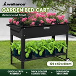 Wallaroo Garden Bed Raised 108.5 x 50.5 x 80cm Galvanized Steel Black GBC-BSW-108-BK