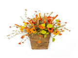 Fall Basket for Front Door 35CM Maple Leaf Rice Ear Hanging Sunflower Fall Basket Wreath for Outdoor V1294-YM0901-240510HL05-1