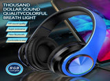 Headphones Wireless, Colored Luminous Color Breathing Light Head Mounted Bluetooth Earphones, V1192-AZ-W-29646