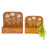 Set 2 Nested Rust 'Flowers' Wall / Floor Planters 50cm, 45cm V637-48106PLN