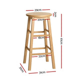 Artiss 4x Bar Stools Round Chairs Wooden Nature BA-G-7033-NTX4