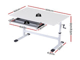 Artiss Standing Desk Height Adjustable Workstation Computer Desks Study 100CM White HASD-C-MANUAL-100-WH