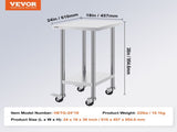 Stainless Steel Work Table 24 x 18 x 38 Inch, with 4 Wheels, 3 Adjustable Height Levels, Heavy Duty V952-CFBXGGZTLCDJ3QDV2V0