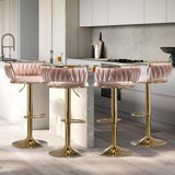 SERENIT Golden Swivel Upholstered Velvet Adjustable Height Counter Stool with Metal Frame Pink V255-SE-GP2312R-PINK