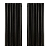 Artiss 2X Blockout Curtains Eyelet 240x230cm Black Shine BC-SHINE-240X230-BK
