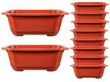 Tall Rectangle Planter Box Dark Red Plastic for Bonsai Cultivation 10Pcs 10.02X7.86X5.11in V1370-AZ4-16766