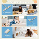 Pet Hair Removal Tool Set - Multi-Purpose Sweeper with Scraper and Handheld Fur Remover Grey V888-ELOSUNG10440