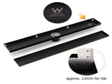 Matt Black 600mm Tile Insert Linear Shower Grate Floor Drain 50mm Waste Outlet V1233-LGTI02A600BL