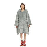 Silver Grey Oversized Wearable Blanket Hoodie - Ultra Soft & Cozy Snuggle Pullover for Adults V888-ELOSUNG33444