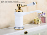 Floral Pattern Single Handle Mixer Tap Cold/Hot Water Faucet for Bathroom Basin Sink V1294-YM0901-JY07252-03