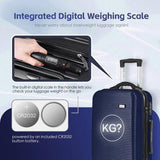 20" Digital Weighing Scale and USB Charging Port Lightweight Carry-on Luggage Suitcase Blue V915-FB3001-S-BL