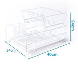 2 Tier Dish Drainer with Cutlery Holder White V498-2TIERSHELFWH