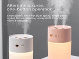 White Dual Spray USB Humidifier with Warm LED Night Light - 400ml Mini Portable Desk and Car V888-ELOSUNG53393