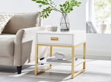 Sarantino Alessia Bedside Table - White/Gold TBL-392-11-WHG