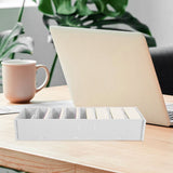 White Bamboo Business Card Organizer Simple Design for Office Use V1192-AZ-W-27253