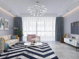 200x300cm Large Floor Blue Chevron Stripes Rug Modern Area Carpet for Bedroom & Lounge V63-838381