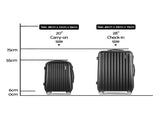 Wanderlite 20in 28in Luggage 2Set with Zipper Lock Carry On Hard Shell Travel Suitcase Luggage Case LUG-ABS-ECO-2SET-BK