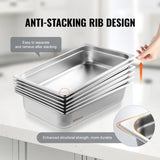 6 Pack Hotel Pans, Full Size Anti-Jam Steam 0.8mm Thick Stainless Steel Restaurant Steam Table V952-11QCCPWG4YCSYANA6V0