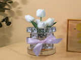 Red Elegant Crystal Tulip LED Night Light - Rechargeable Touch Lamp with 3 Colors & Dimming V888-ELOSUNG27060