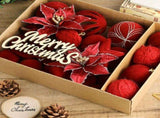 38-Piece Velvet Christmas Ornament Gift Set with Ball, Star, Poinsettia and Bow Designs, Silver V1341-ZY-YTZXM5WH-BEIGE