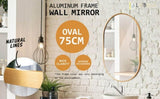 2 Set Wall Mirror Oval Aluminum Frame Bathroom 50x75cm GOLD V274-FT-BM-ALUOV-GLD5075-X2