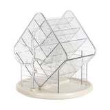 Transparent Cosmetic Display Case with Rotating Makeup Brush and Jewelry Organizer V1366-AZ2-W-13840