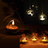 10 x Hanging Clear Glass Ball Tealight Candle Holder - 8cm Diameter / High - Wedding Globe V382-CLRBALL8CMX10