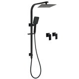 Matt Black Square Twin Shower Set 8" Rain Head 3 Modes Handheld Silde Rail Arm Taps V1233-C7121SBHS002M4CBKSS108BCPF0272BK