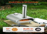 Pizza Oven Outdoor, 12" Pellet Pizza Oven, Portable Pizza-Stove with Built-in Thermometer, Wood V952-BXPSLDNZWDJBYMH4A001V0
