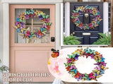 Artificial Butterfly Wreath Outdoor Decorative Welcome Wreath for Front Door Wall Window Spring V1294-YM0523-10337870