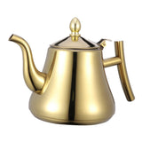 Stylish Golden Stainless Steel Teapot Glossy Surface Kitchen Tea Kettle V1192-AZ-W-22537