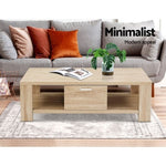 Artiss Coffee Table 1 Drawer Oak Maxi FURNI-N-MAXI-COF01-WD