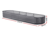 Green Fingers 3 Pcs Raised Garden Bed Kit Oval Galvanized Steel Planter Boxes 320x80x56cm, Heavy GARDEN-OVAL-AG-3208056X3