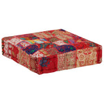 Patchwork Pouffe Square Cotton Handmade 50x50x12 Cm Red 43_246575