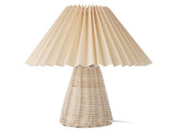 Pleated Table Lamp with Remote Control Modern Beige Fabric Shade Rattan Base Nightstand Lamp for V1294-YM0901-3119240061911
