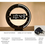 Silent LED Digital Table Clock, Black Electronic Wall Clock, Round Desk Clock, for Bedroom, Living V1237-ZY-715-057