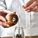 Manual Round Head Pepper Sea Salt Grinder Acrylic Acacia Wood Grinder Ceramic Core Kitchen Tool V1192-AZ-W-15186