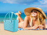 Waterproof Hexagon Mesh Beach Bag Large Capacity Travel Storage Tote for Swimwear Towel Sunglasses V1258-BAG-HS04-M-BLK