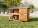 Large Rabbit Hutch with Base 2 Storey Guinea Pig Cage Chicken Coop Timber Pet House V63-840521