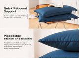 2 Pack Navy Blue High Bed Pillows with Washable Zip Cover Set - Soft Brushed Fabric, V888-ELOSUNG55087