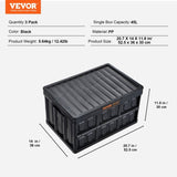 VEVOR Collapsible Storage Bins with Lids, 45L 3 Packs, Folding Plastic Stackable Utility Crates with V952-KZDSLCWXHS45CNF3XV0