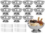 12PCS Stainless Steel Ice Cream 6.8 oz Metal Dessert Cups with Forks, Reusable Salad Serving V1369-AZ3-W-08819