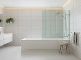 90cm Frameless Glass Bath Screen Stainless Steel F-Brackets in Nickel V63-851821