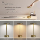 Black Elegant Aluminum Alloy Rechargeable LED Touch Lamp - 3-Color Dimmable Cordless Table Light V888-ELOSUNG27040