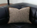 Striped Pillow Waist Pillow Brown Polyester Decorative Cushion Soft Supportive Throw Pillow for Sofa V1370-AZ4-09145