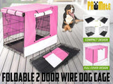 Wire Dog Cage Foldable Crate Kennel 48in with Tray PINK Cover Combo V274-PET-WCCV48-PK