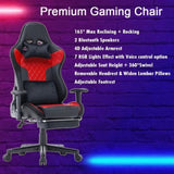 7 RGB Lights Bluetooth Speaker Gaming Chair Ergonomic Racing chair 165&deg; Reclining Gaming Seat 4D V255-GCHAIR-34-BRED